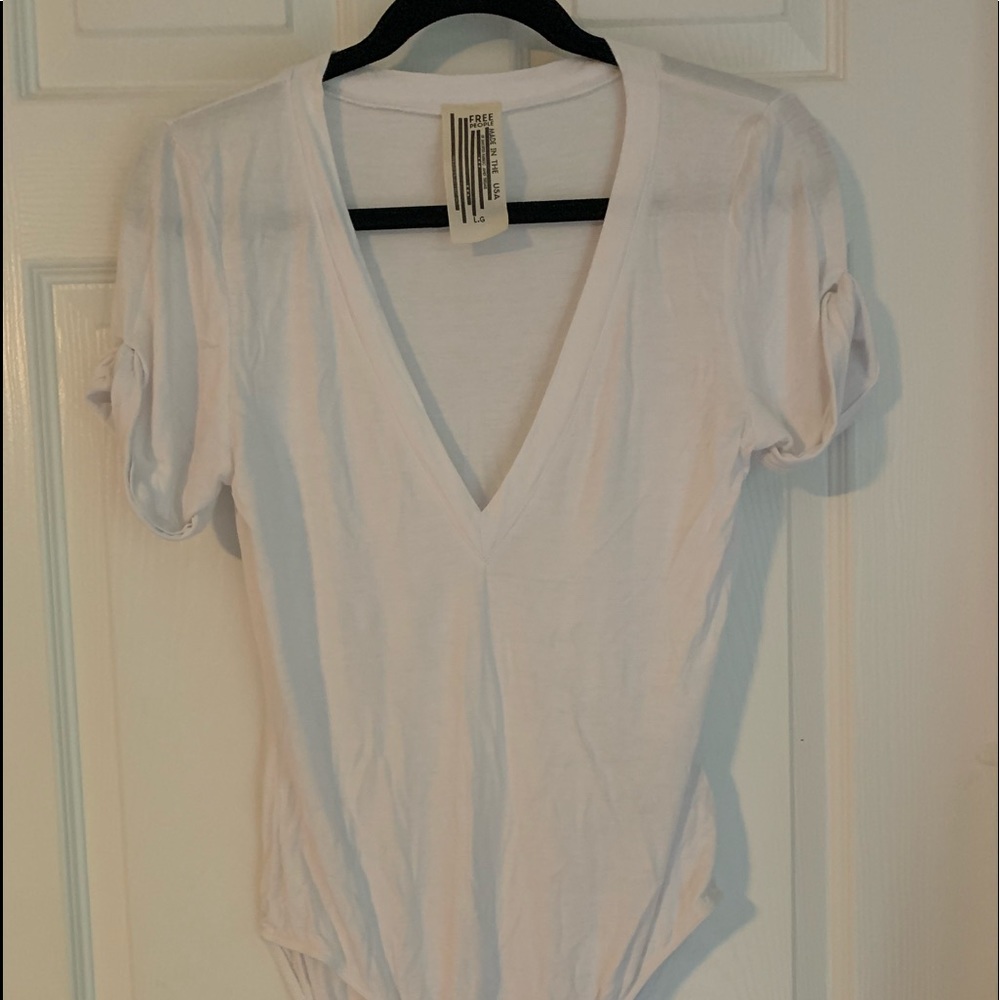 Free People White Shirt Bodysuit